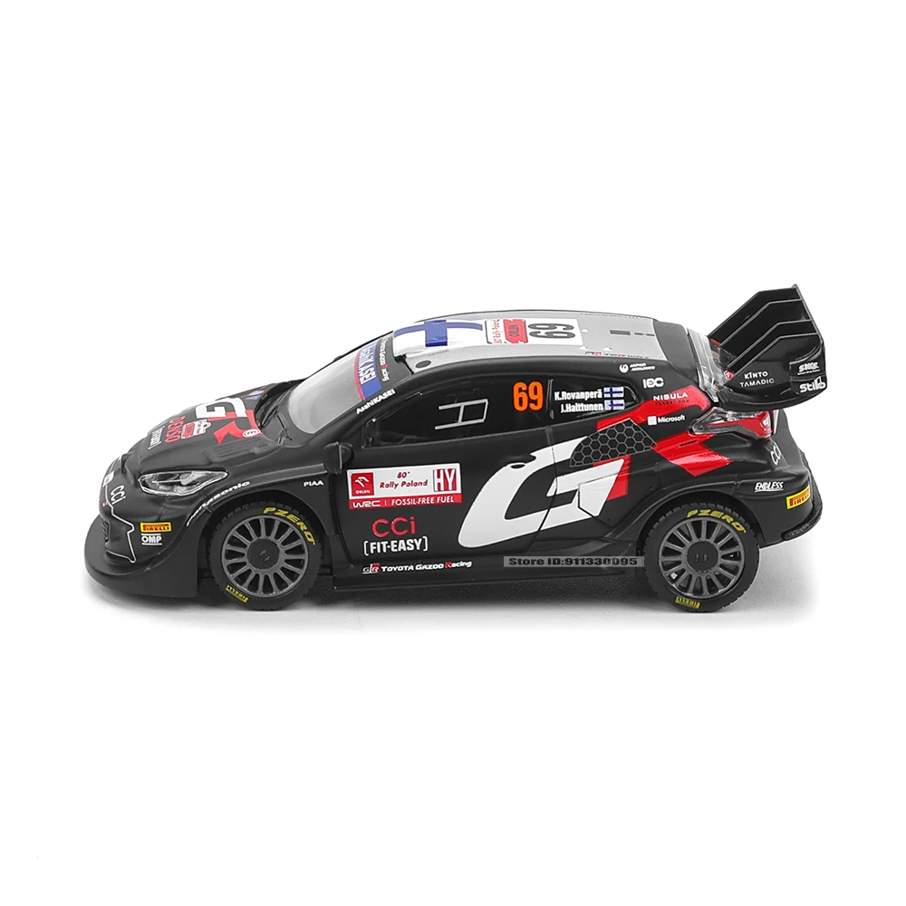 Bburago 1:43 WRC Toyota GR Yaris Rally1 Hybrid Rovanpera # 69 أوجير # 17 لعبة نموذج سيارات فاخرة مصنوعة من خليط معدني #4