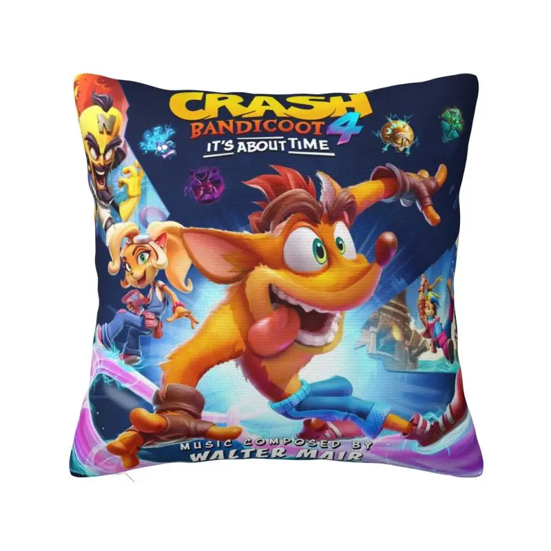 Cartoon Crash Bandicoot Game Pillow Case 40x40cm Decor Home Fashion Anime Cushion Decoration Salon Square Pillowcase