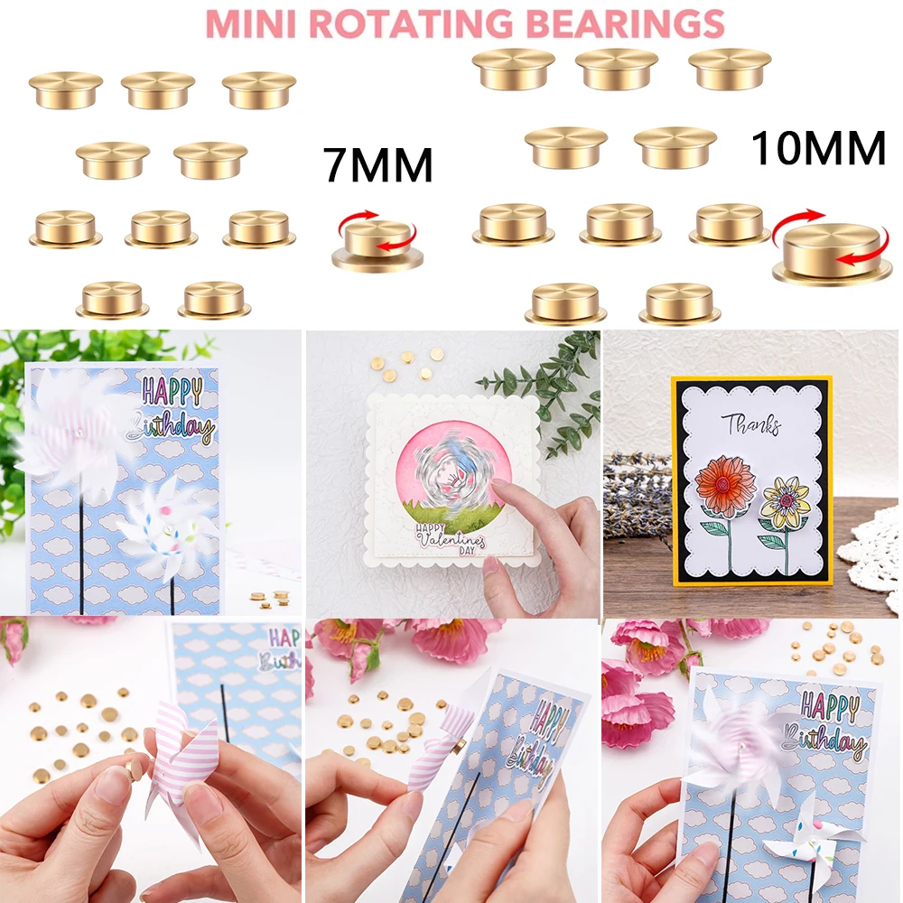 10pcs Mini Metal Rotating Bearings 7mm10mm 360 Rotation Smooth Spin Mechanism Spinner for DIY Handmade Crafts Paper Scrapbooking