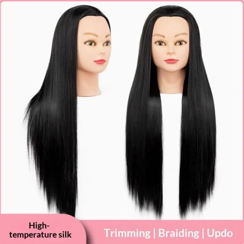 26 Zoll langer, realistischer Schaufensterpuppenkopf mit synthetischem Haar, Schönheitstrainingshilfe für Friseure, Make-up-Übungs-Schaufensterpuppenkopf C – Detail 5