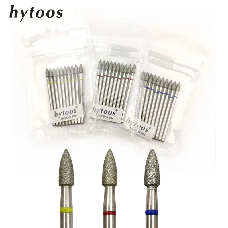 HYTOOS 10 unids/pack cono diamante cutícula Bit 3*6mm brocas para uñas taladros de manicura accesorios para uñas herramientas