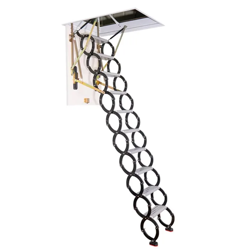 Electric loft ladder and retractable loft ladder with non-slip treads, aluminum alloy automatic retractable loft stairs