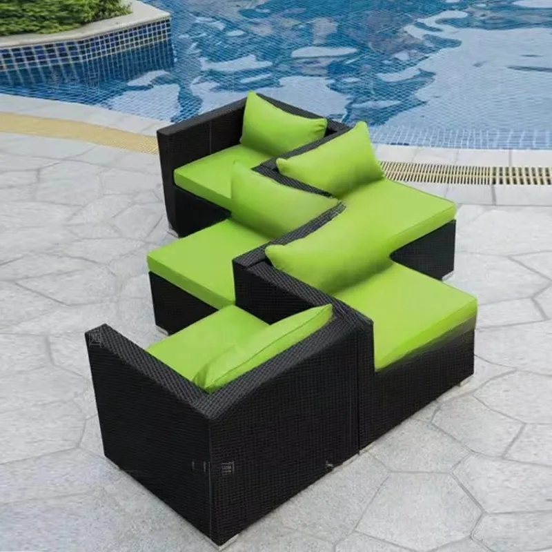 

Мебель из искусственного ротанга для гостиной, угловой диван из ротанга для отдыха на открытом воздухе, двора, балкона