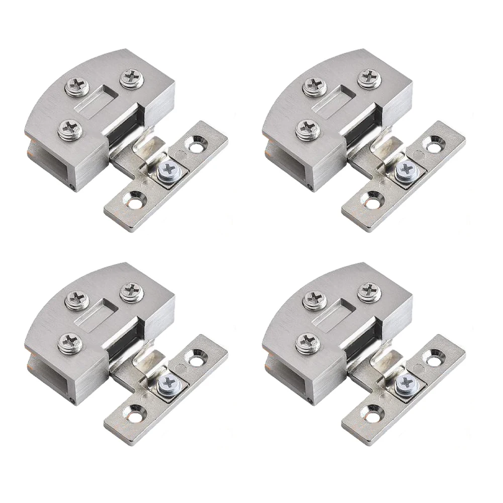 No-Drill Glass Door Hinges 90 Degree Heavy-Duty Glass Door Hinges Fronts Clamp Gate Hinge Doors Clip For Showcase Bookshelves