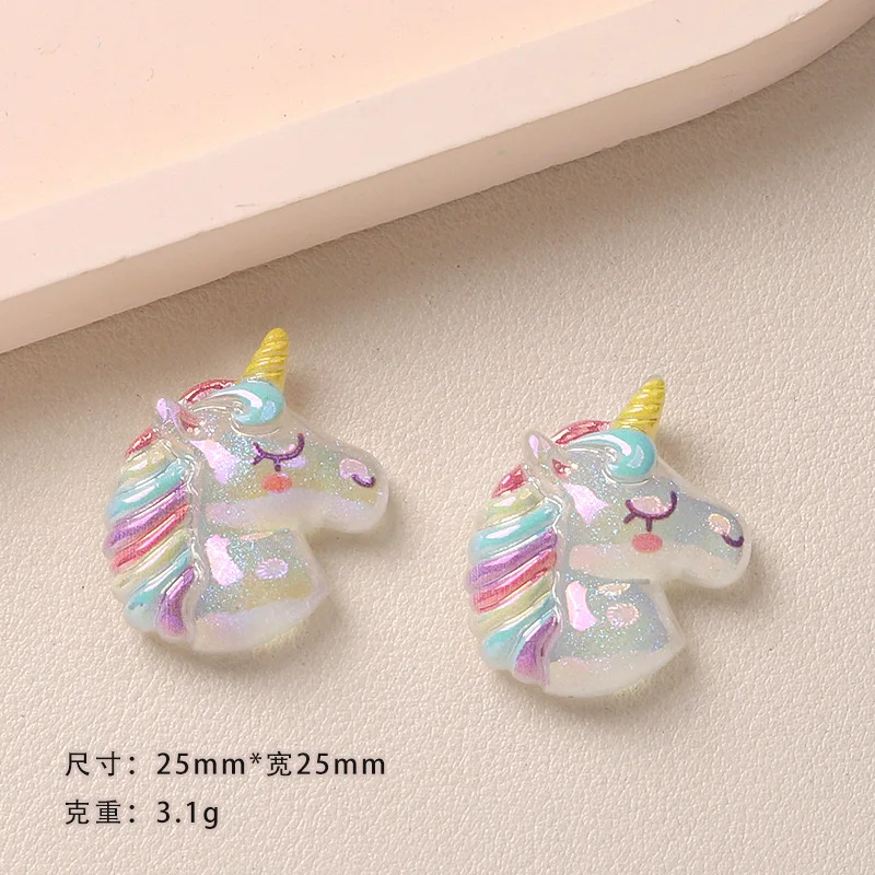 10Pcs Cute Unicorn, Rainbow, Ice Cream Series Flat Back Resin Cabochons Scrapbooking DIY Jewelry Craft Decoration Accessorie