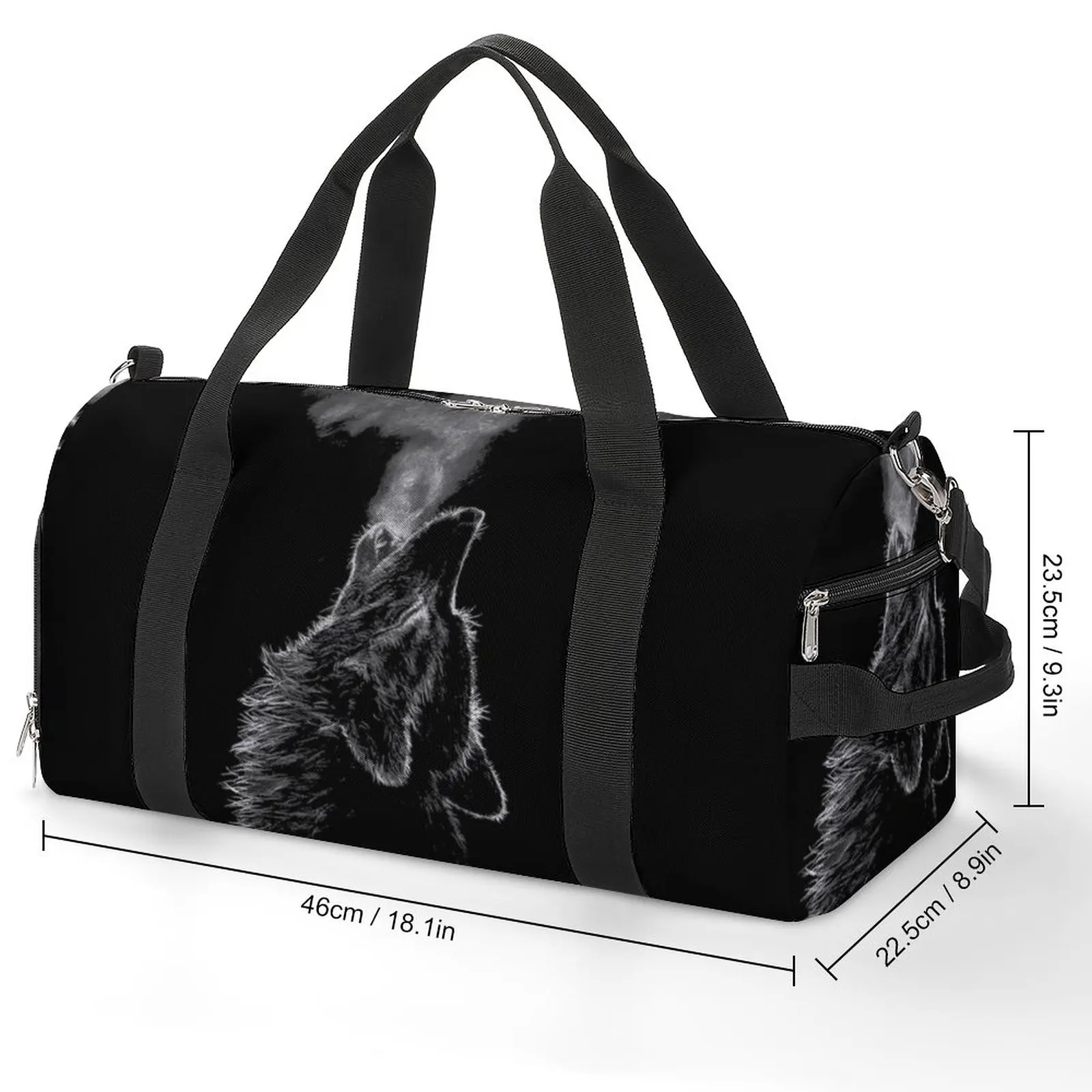 Gym Bag Wolf Breath Sports Bag Gym Accessories Wild Animal Silhouette Weekend Custom Handbag Vintage Travel Training Fitness Bag