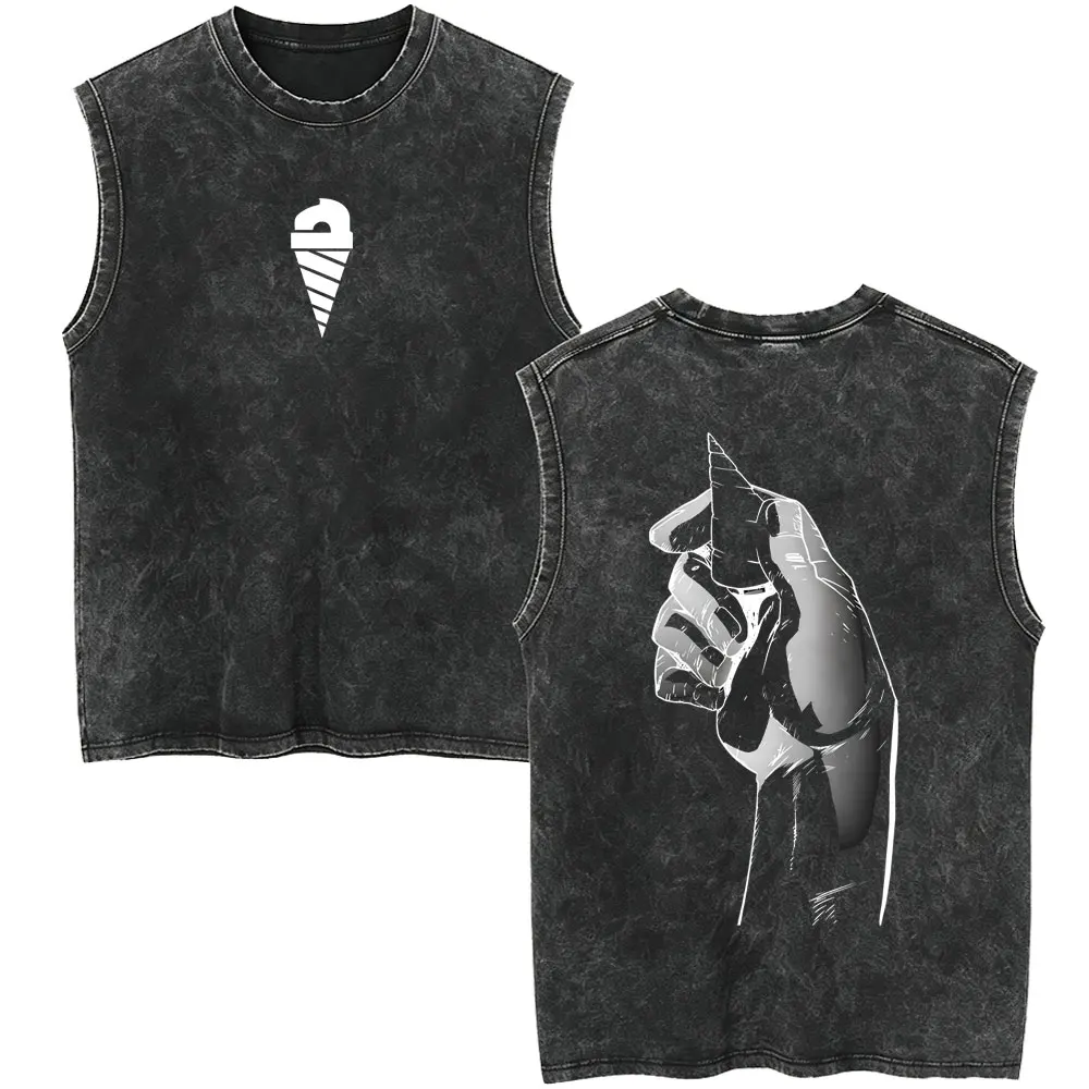 Anime Tengen Toppa Gurren Lagann Simon Vintage Washed Tank Tops Men's Women Manga Oversized Sleeveless Vest T-shirt Streetwear