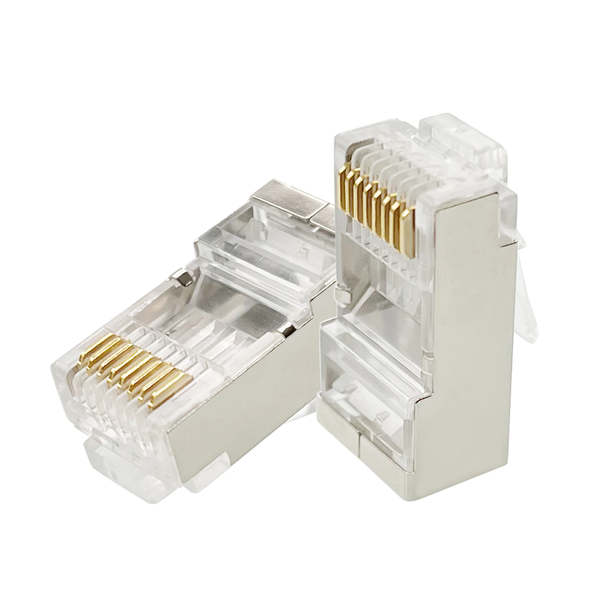 COMNEN 1-200pcs RJ45 Connectors Cat5E/6 Pass Through Modular Plug Crimp Cable Plug 1.0/1.1mm Hole End Gold-Plated 8P8C Crimp