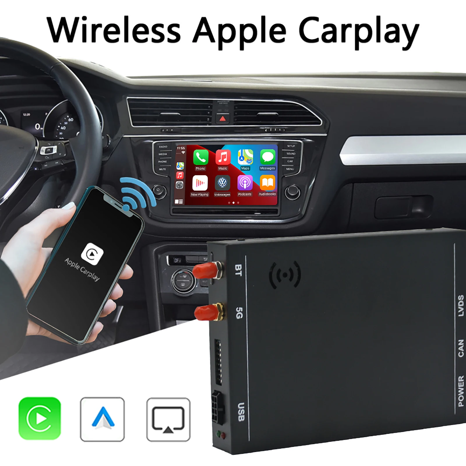 OEM Screen Upgrade Decoder Box Retrofit Kit for VW MIB1/ MIB2 platform Golf 7 Tiguan Lamando Magotan Phideon Teramont