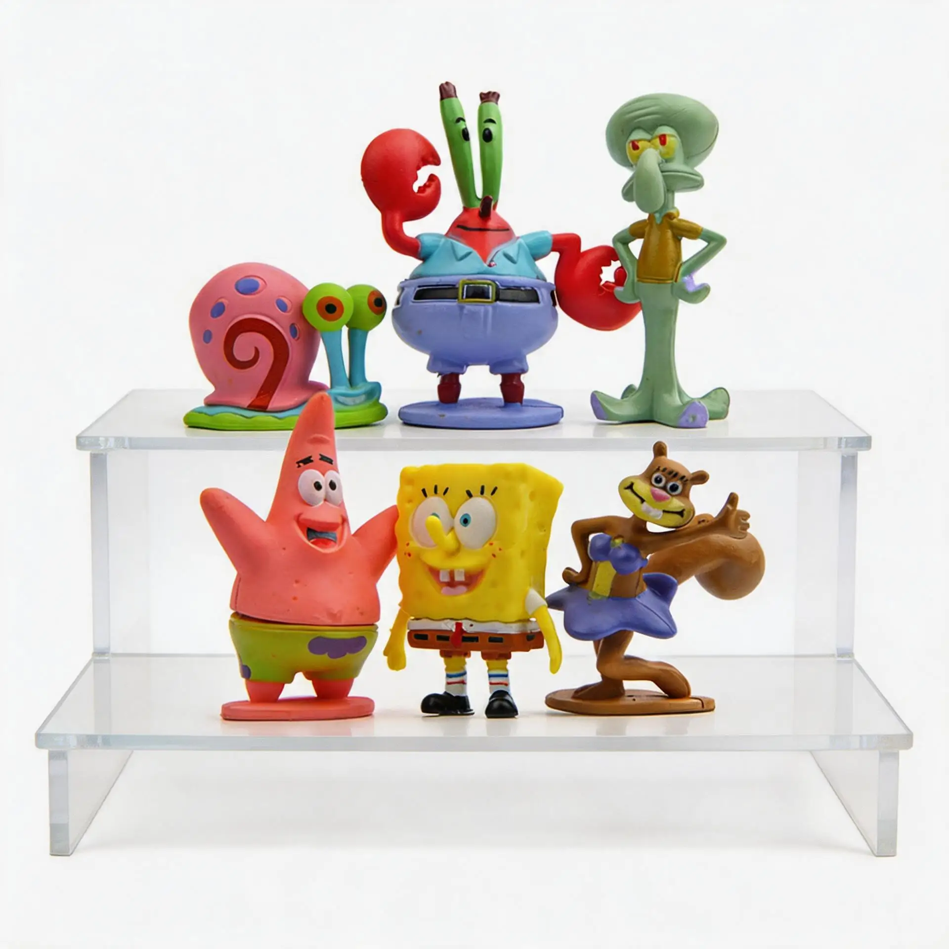 Conjunto de 6 peças de brinquedos de animação Kawaii do SpongeBob SquarePants, bonecos do Patrick Star, bonecos do Sr. Caranguejo, brinquedos para crianças, presentes.