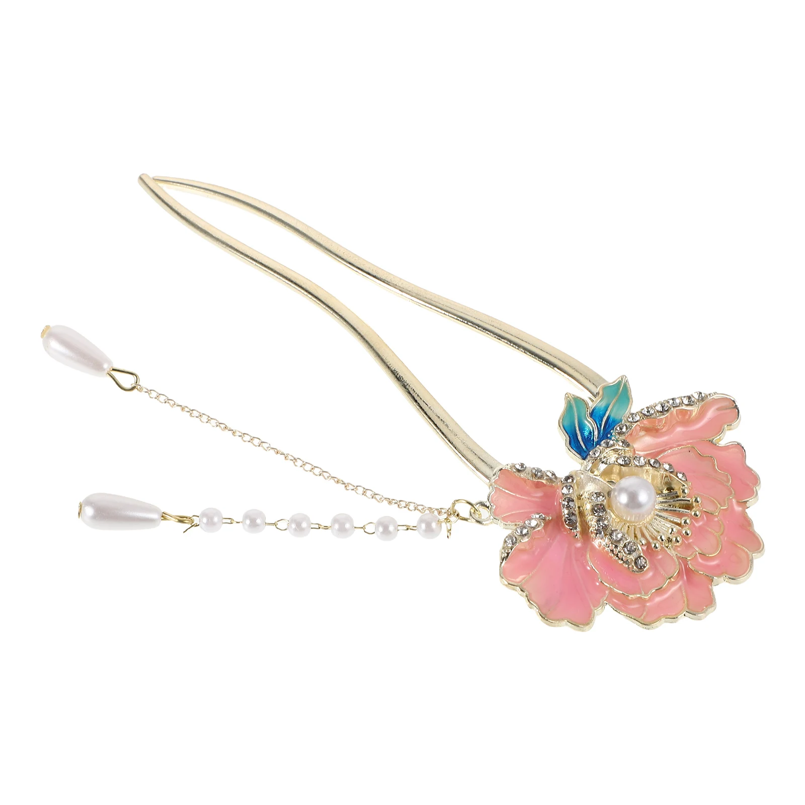

Enamel Hairpin Peony Flower U Shape Chinese Accessories Wedding Banquet Party Hanfu Hair Decorations Vibrant Colors Traditional