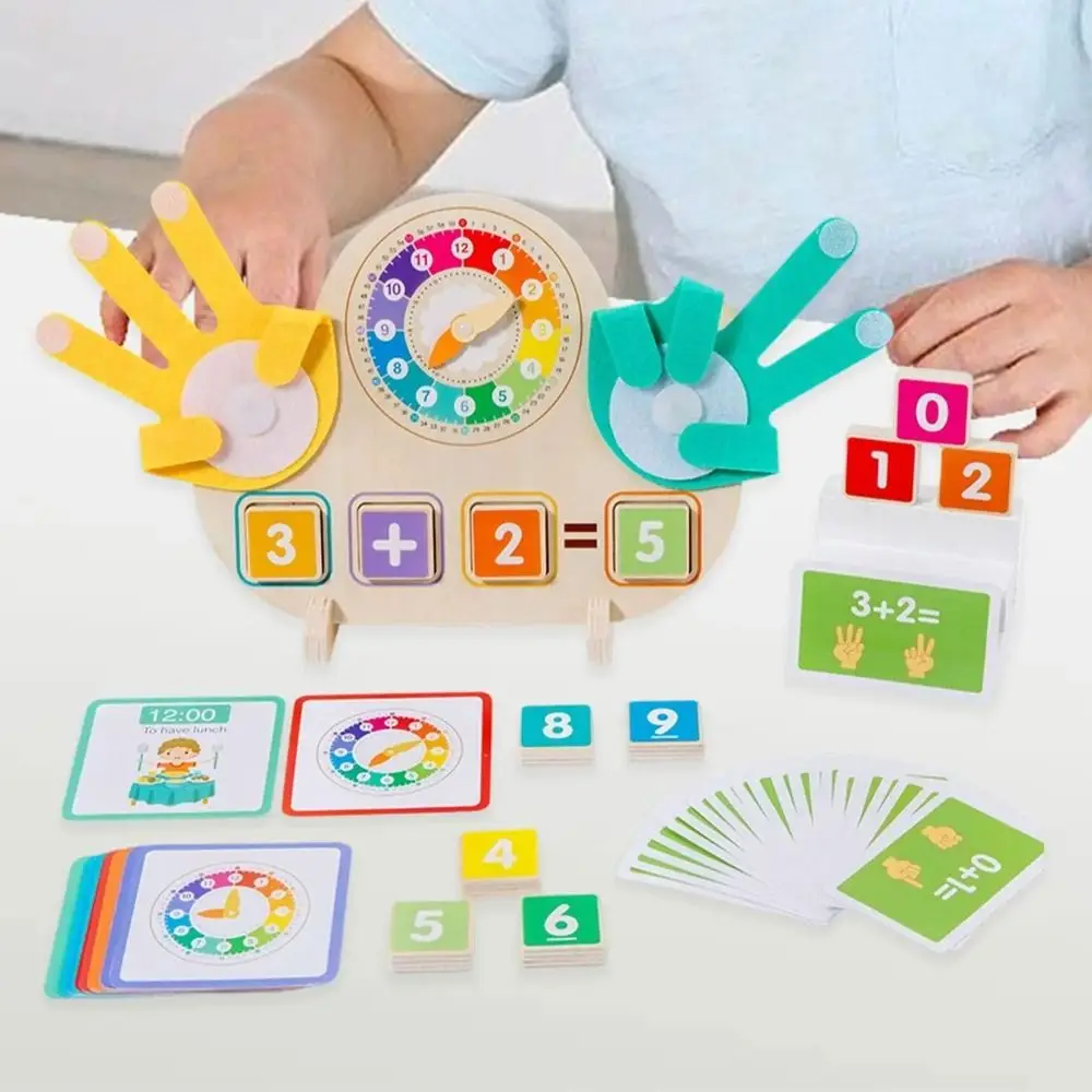 Orologio Montessori Operazione delle dita Puzzle Giocattoli educativi Orologio Numeri delle dita Matematica Giocattoli portatili colorati per il conteggio dei bambini