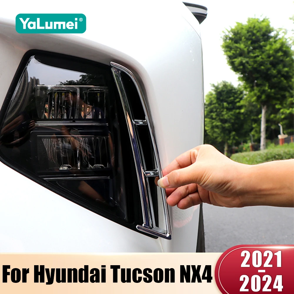 For Hyundai Tucson NX4 2021 2022 2023 2024 Hybrid N Line ABS Car Front Fog Lamp Trim Cover Stickers Exterior Accessories