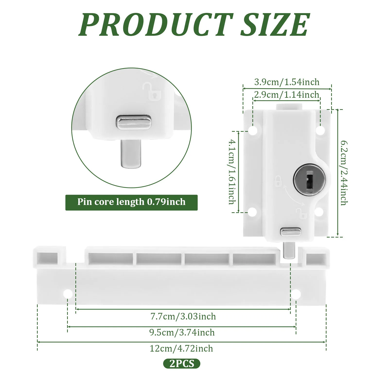 2/4Pcs Sliding Door Locks Sturdy Multifunctional Sliding Patio Door Lock Easy to Install Glass Window Security Locks with Keys