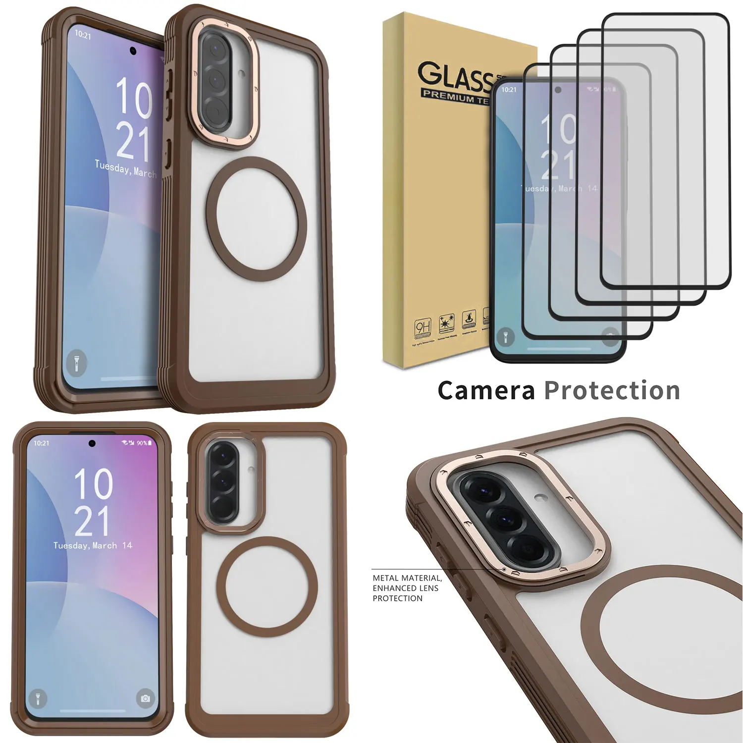 

Для Samsung Galaxy A36 двухслойный противоударный чехол с магнитной прочной крышкой + 4 шт. прозрачное закаленное стекло Защитная пленка для экрана