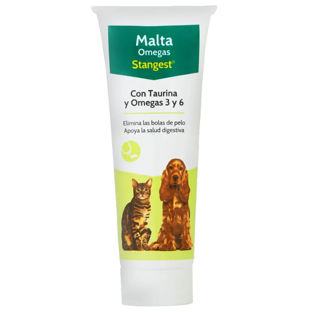 Malta Omegas Stangest 100 g malta con taurina y omega 3 y 6 para perros y gatos Stangest