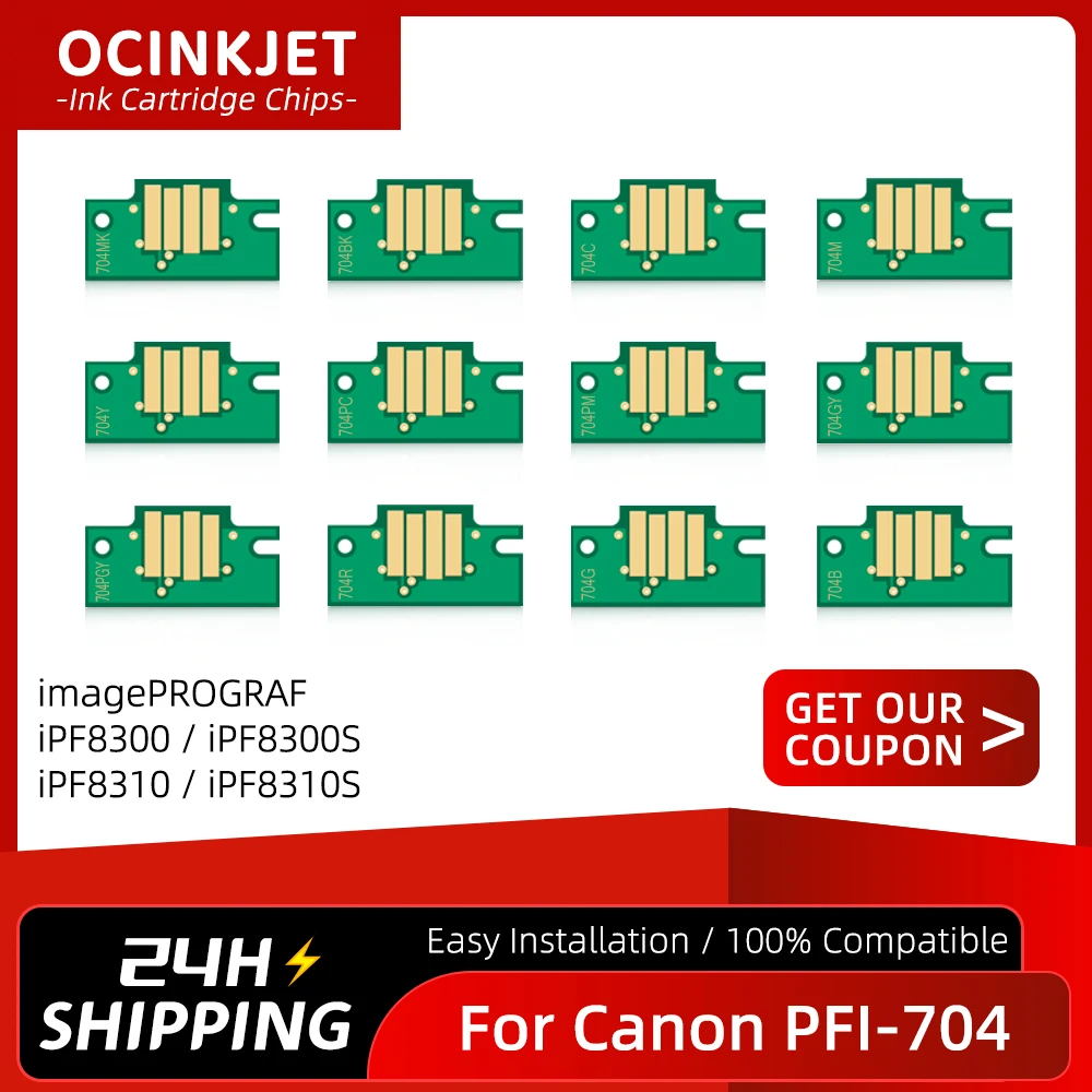 

12 цветов для Canon PFI-704 PFI704 чип картриджа с чернилами для imagePROGRAF iPF8300 iPF8300S iPF8310 iPF8310S ARC чип