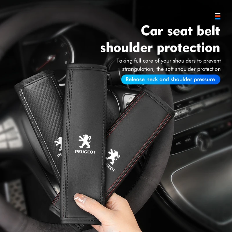 Car Styling Seat Belt Cover Shoulder Strap Protector Pads For Peugeot 407 508 2008 5008 107 106 205 4008 301 607 108 807