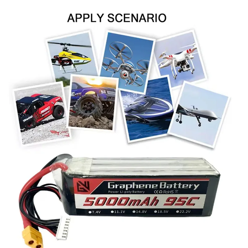 Lipo 배터리 6S 5000mAh XT60 XT90 EC5 95C 22.2V RC Lipo 배터리 Quadcopter 비행기 자동차 트럭 500 600 헬리콥터