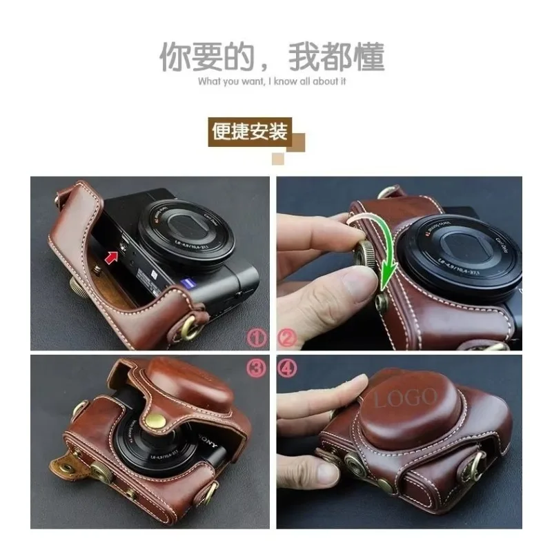 Camera Bag Case Retro Protective Case For SonyRX100 DSC-RX100 M2 M3 M4 M5A M7 Base Leather Case Camera Bag