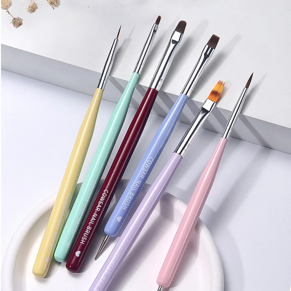 

6Pcs/Set Nail Art Phototherapy Brush Acrylic UV Gel Extension Drawing Flower Painting Pen DIY Manicure Accessories Tools