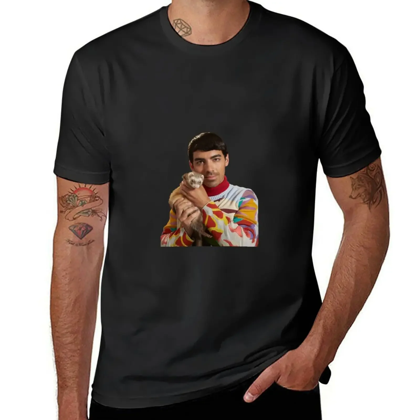 Joe Jonas + a Ferret T-Shirt kawaii clothes summer top mens t shirt graphic