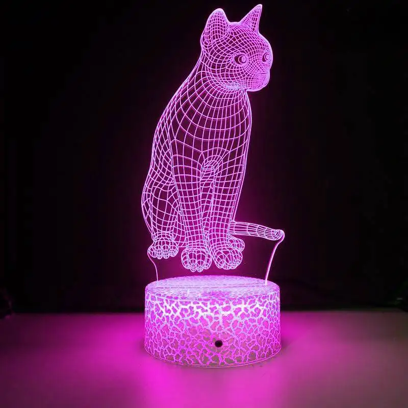 Nighdn Cat Night Light  Acrylic LED 3D Illusion Night Lamp Home Bedroom Decoration Birthday Christmas Gifts for Kids Boys Girls