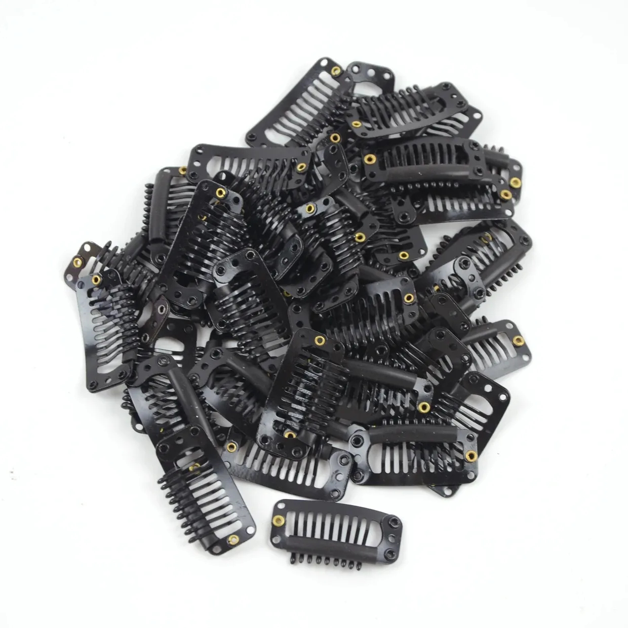 24 Pcs 9-teeth Beige/Brown/Black Hair Extension Clips Hair Extension Wigs Snap Clips Comb Small Snap Wig Accessories Clips