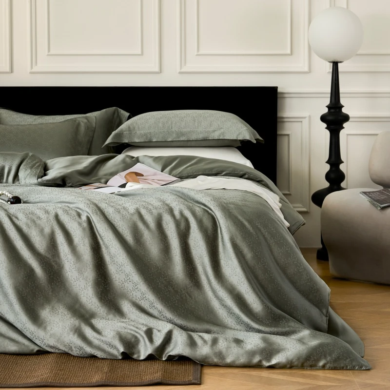 Nature Soft Silky Solid Color Lyocell Bedding Set Ultra Soft Duvet Cover Wrinkle Free Bed Sheet Pillowcase Queen King Queen 4pcs