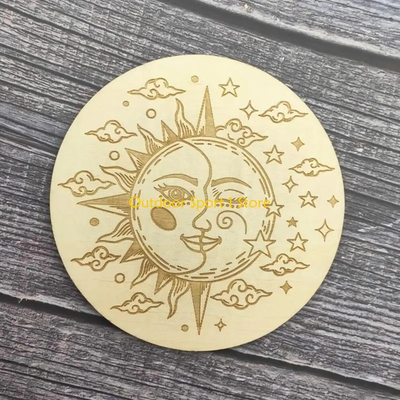 

A0KA Moon Star Divination Healing Board Meditation Energy Carve Board Wooden Pendulum Board Ornaments Toys & Games