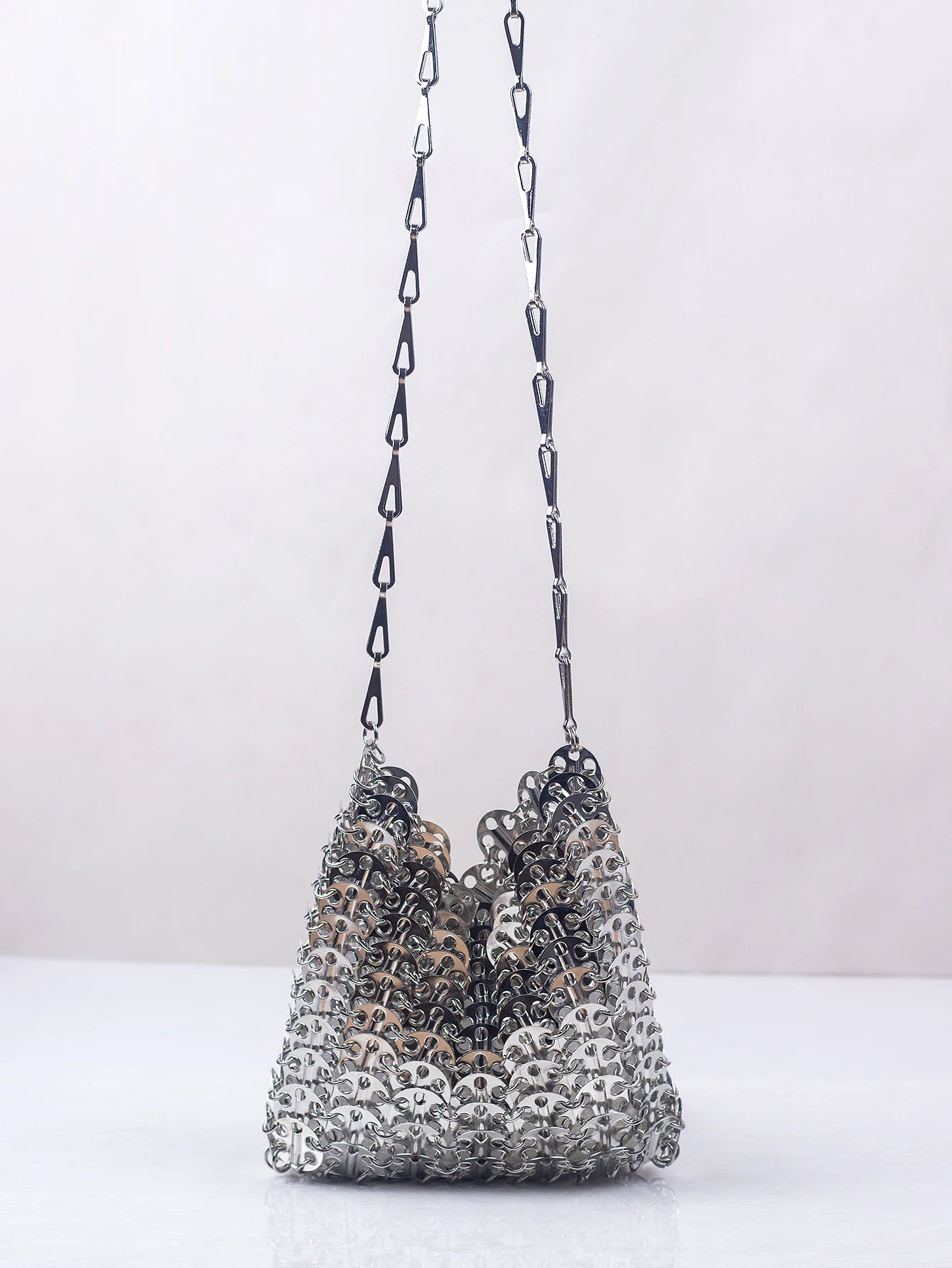 Saco Crossbody Sequins com Grande Capacidade para Mulheres, Metal Popular, Bolsa de Corrente Artesanal, DIY, Tendência da Moda, Telefone Móvel