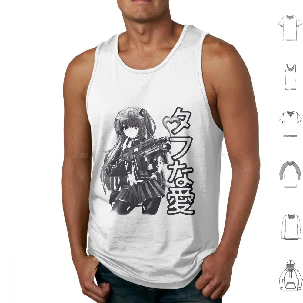 Anime Girl Holding Gun Goth Soft Grunge E-Girl E-Boy Tank Tops Print Cotton Sicko Ian Connor Playboi Carti Whole