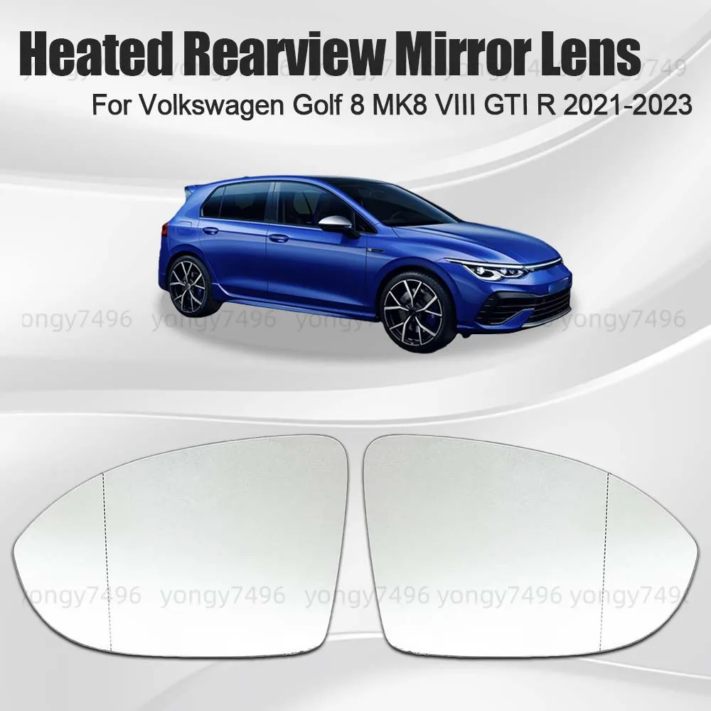 

Car Wide Angle Heated Rearview Mirror Lens For Volkswagen Golf 8 MK8 VIll GTI R 2021 2022 2023 Cars Accessories Mirrored Glass