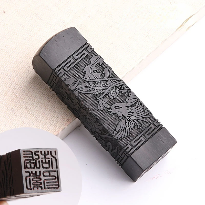 

Customize Sandalwood Stamp Calligraphy Painting Gift Seal Personal Name Seal Carving Chinese Dragon Phoenix Wooden Stamps Sellos