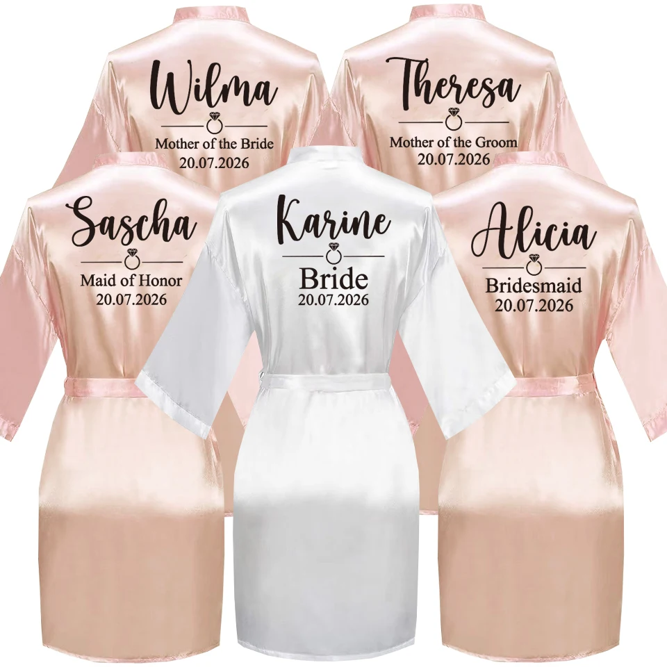 

Personalized Text Logo Wedding Bathrobe Bridal Robe Bride Bridesmaid Wedding Robes Woman Bachelorette Hen Party
