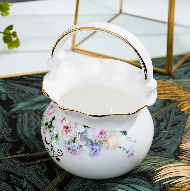 Jingdezhen bone china European Japanese flower basket container fruit knife fork chopsticks spoon container tableware