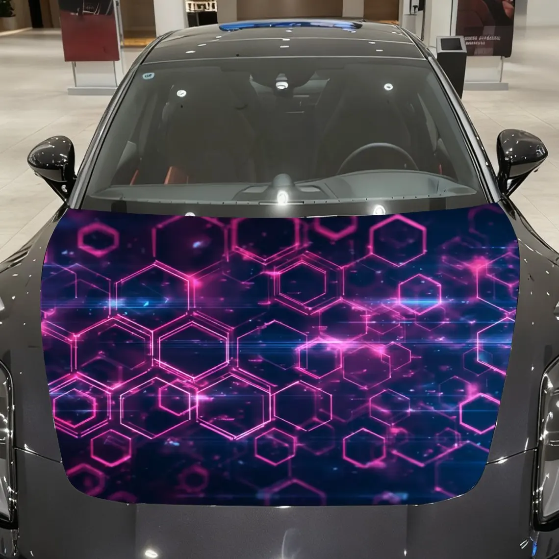 Hexagonal Grid Car Hood Stickers, Fashion Modified Car Decorative Film Paper, Self-adhesive Wear-resistant Stickers, Stunning De
