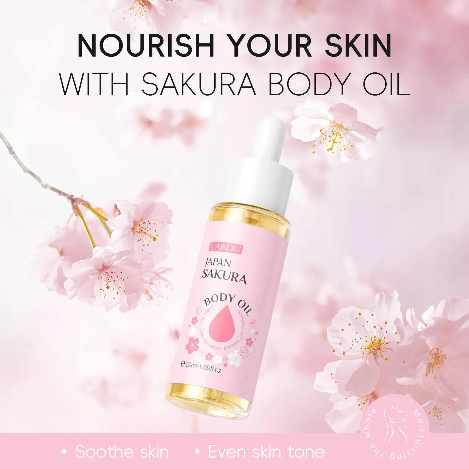 

Laikou Cherry Blossom Body Essential Oil Moisturizing Moisturizing Brightening Complexion Improving Rough Dry Skin Skincare