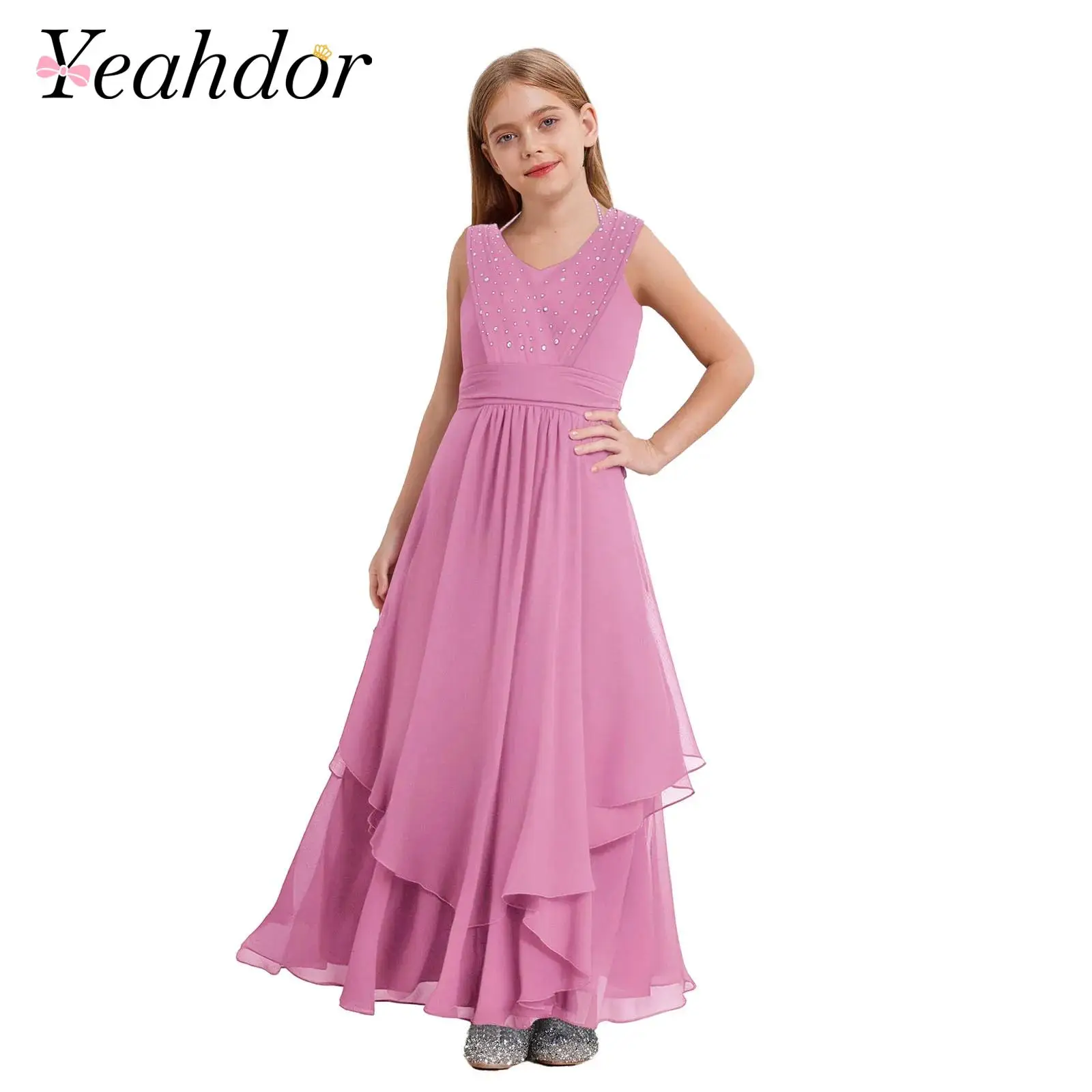 

Girls Party Princess Dress Chiffon Dresses First Communion Wedding Birthday Party Events Dresses For Teenage Girl Kids Ball Gown