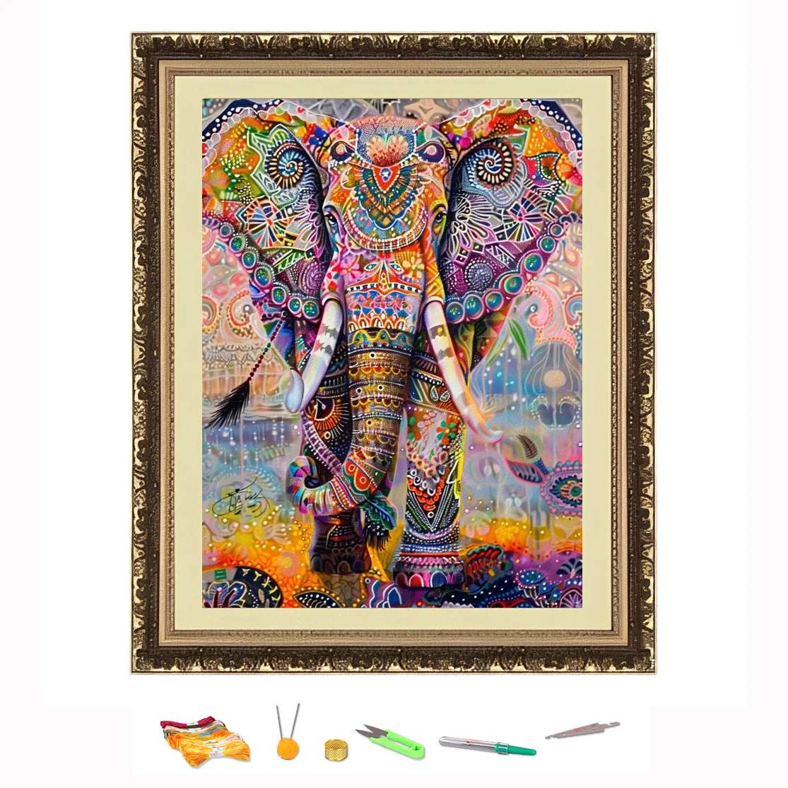 Kit ricamo punto croce tappeto fantasia elefante filo animale disegno Kit cucito fai da te decorare stampato su tela 11CT