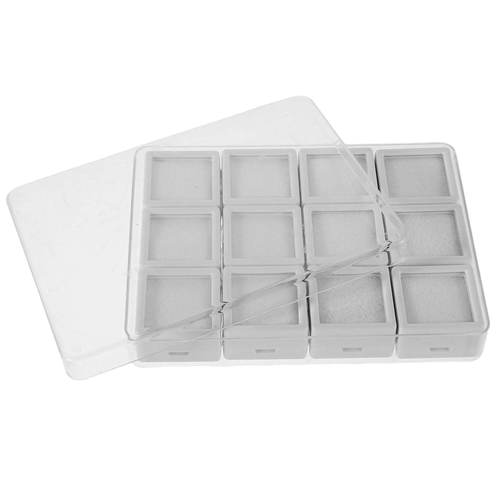 

Acrylic Bare Stone Box Coin Storage Tray Clear Lid Organizer Gemstone Cases Jewelry Crystal Container Display