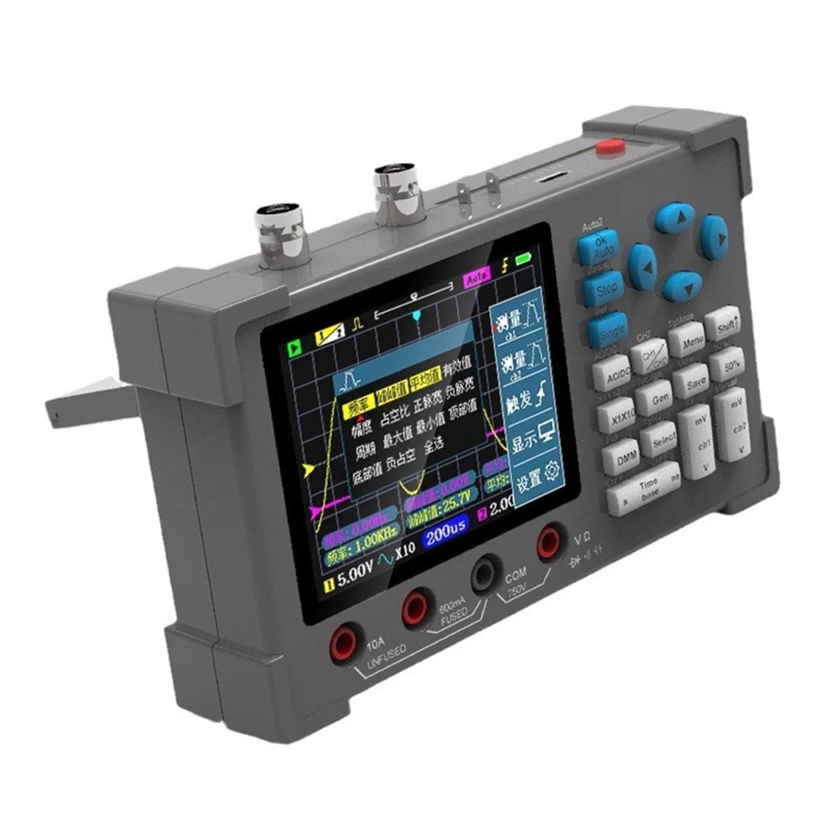 Osciloscópio digital multifuncional 3 em 1, canal duplo, taxa de amostragem de 250MSa/S, tela IPS de 3,2 polegadas-OldTree