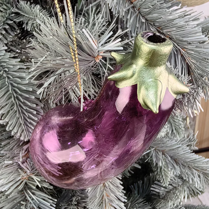 

Рождественская креативная имитация баклажана, стеклянное очарование, рождественское украшение, подвеска, праздничное окно