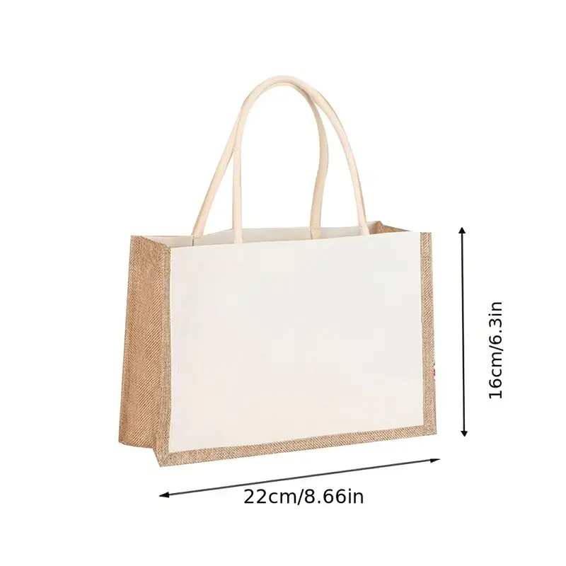 1 Pc Linen Tote Vintage Reusable Grocery Shopping Wedding Birthday Gift Bag Handmade Handbag Multifunctional Linen Tote Bag