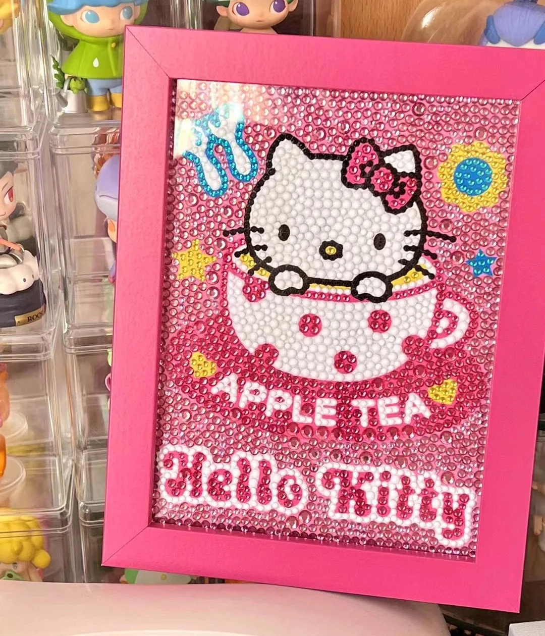 Pełny diamentowy kryształowy diamentowy obraz Hello Kitty Sanrio dziecięca kreskówka Diy wklej obraz punktowy wiertło kryształowa dekoracja