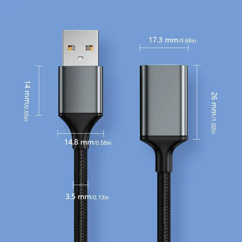 USB Braided Extension Cable 1M 2M 3 Meters Male To Female Computer USB 3.0 Flash Drive Mouse Keyboard Data Connection Cable