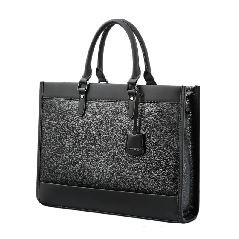 Office Laptop Bag 15.6 Inch Lightweight Men's Documents Leather Briefcase