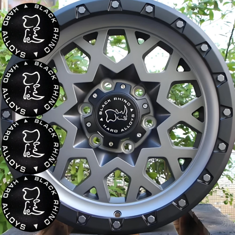 

4pcs 45MM 56MM 80MM Black Rhino Logo Emblem Car Stickers Styling Accessories for Car Wheel Center Caps Rim Hubcaps Cover Badge