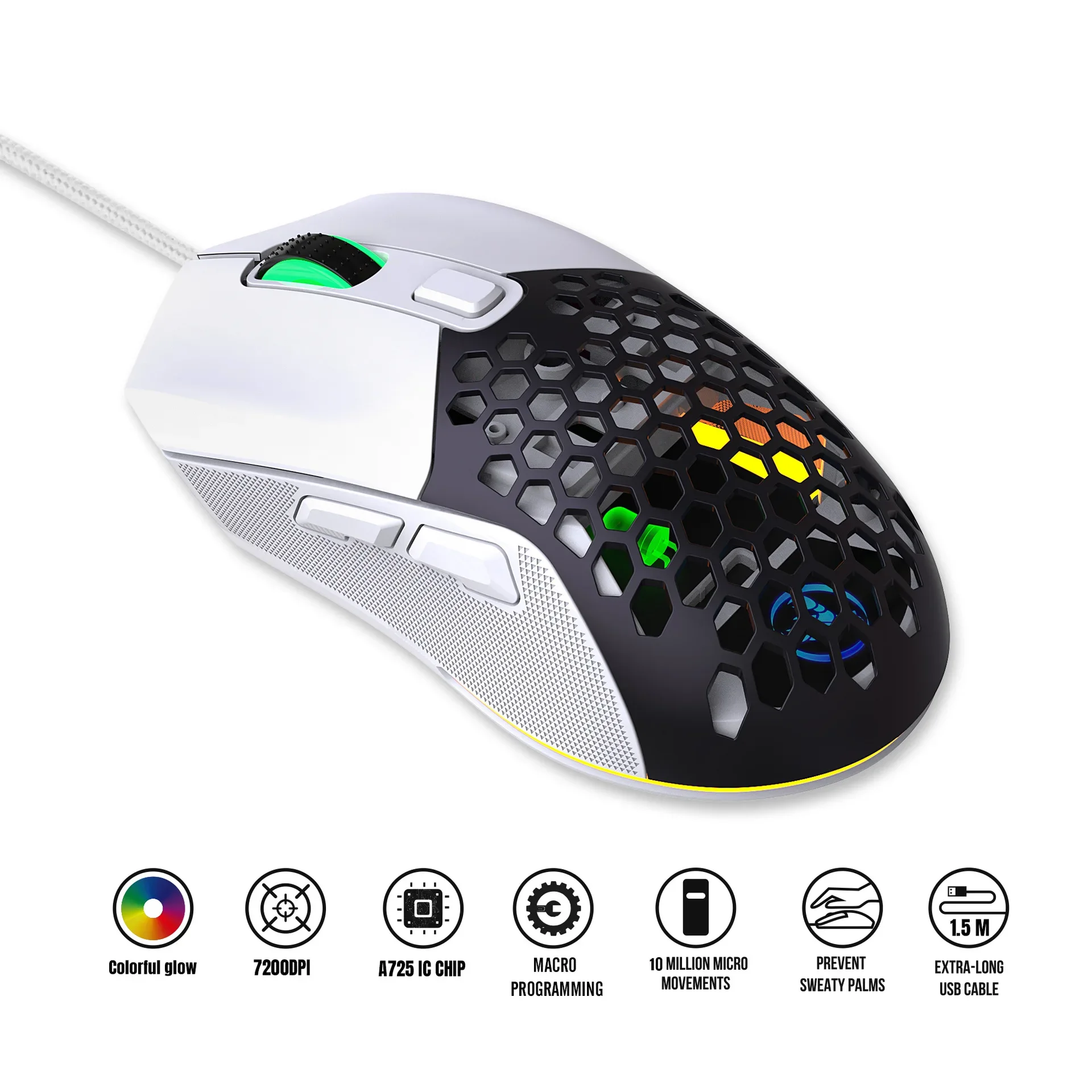 

7200 DPI Wired Mouse for Laptop Desktop Bestseller X300 6 Button Macro Programmable Mouse RGB Luminous 7200 Adjustable Ergonomic