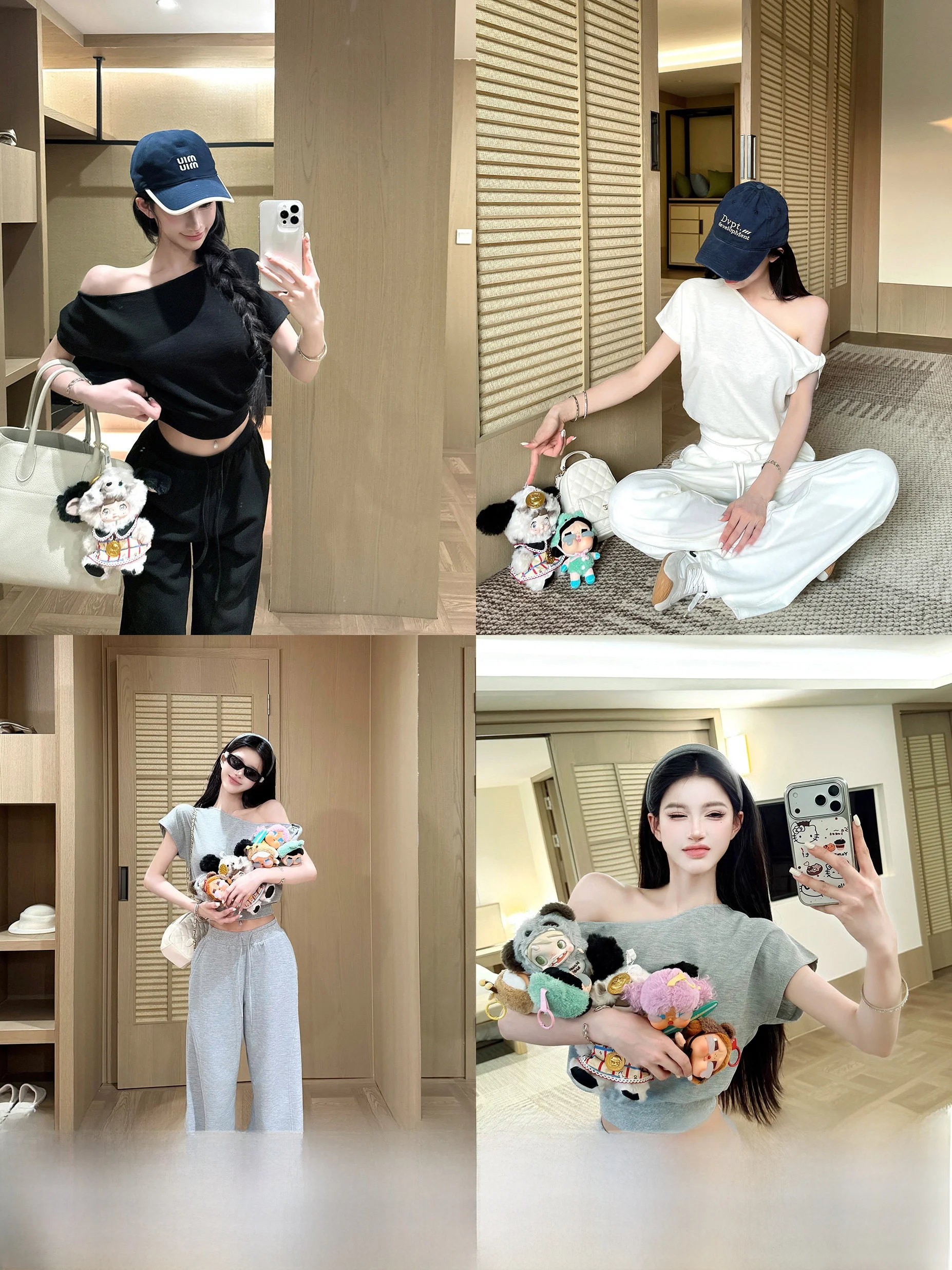 

Casual Shoulder-baring Short Sleeve Wide Leg Pants Dustdip Club Women's T-shirt Slant Collar Spring 2026 Loose Fit Regular Le...
